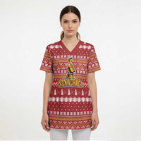 Christmas Ironworker American Flag Scrub Top Xmas Holiday Patterns - Wonder Print Shop