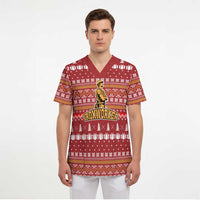 Christmas Ironworker American Flag Scrub Top Xmas Holiday Patterns - Wonder Print Shop