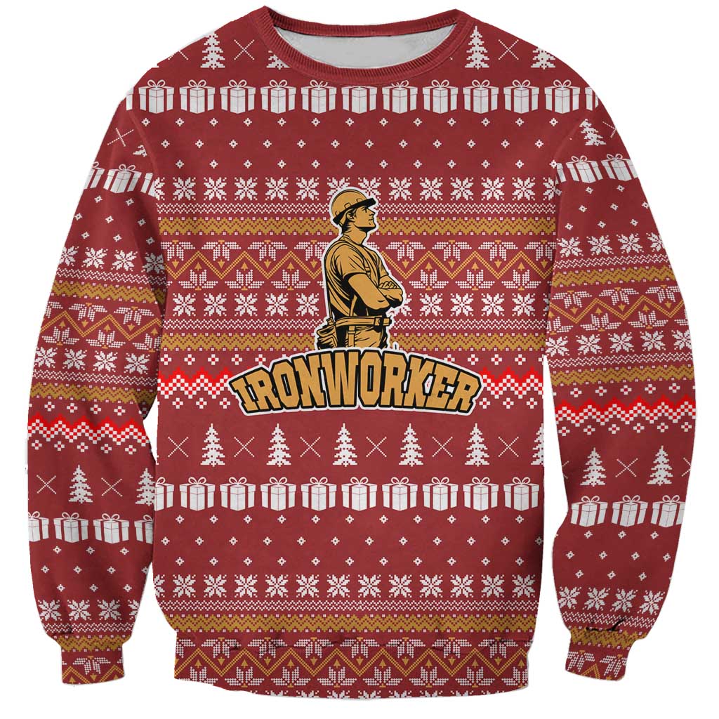 Christmas Ironworker American Flag Sweatshirt Xmas Holiday Patterns - Wonder Print Shop