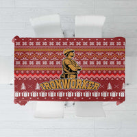 Christmas Ironworker American Flag Tablecloth Xmas Holiday Patterns - Wonder Print Shop