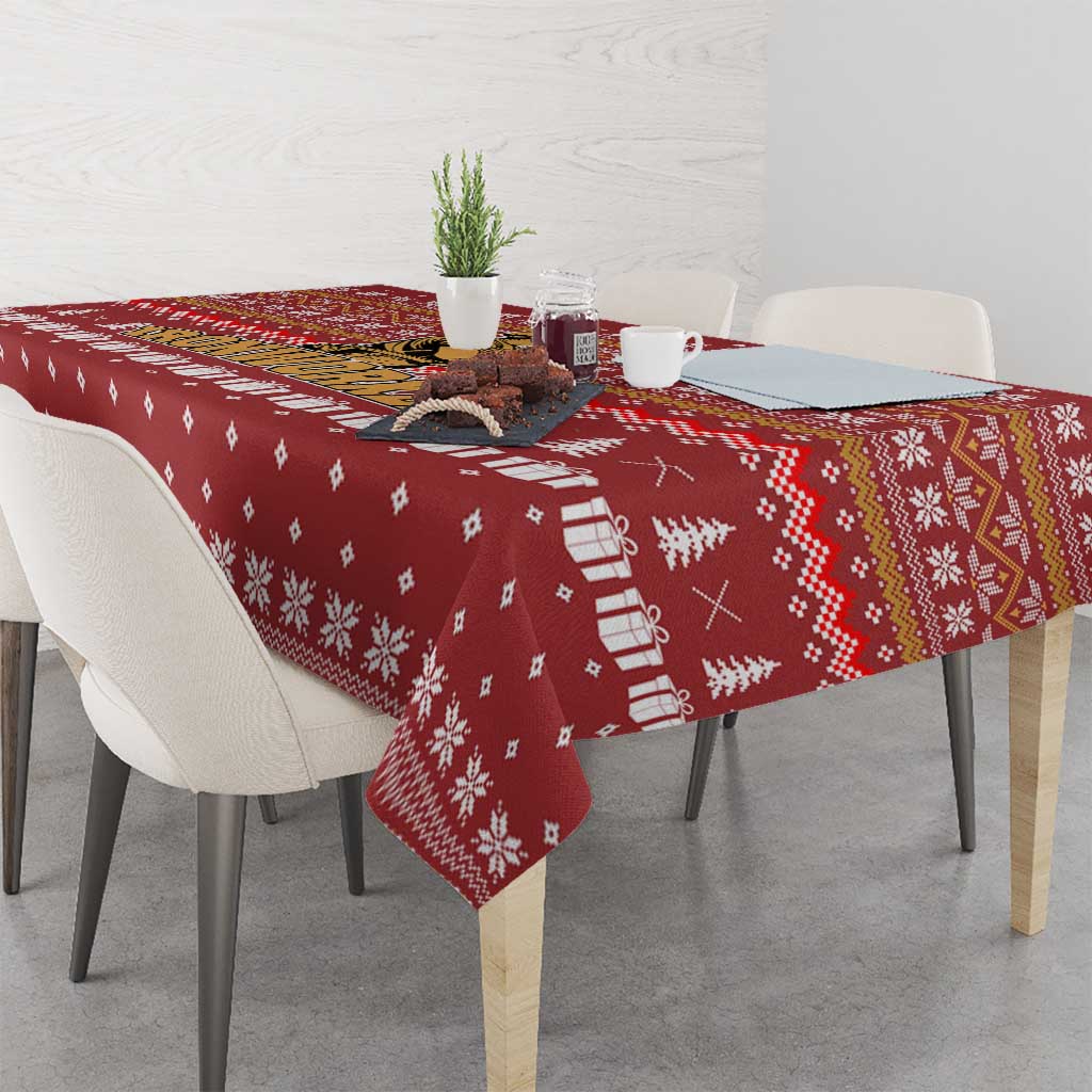 Christmas Ironworker American Flag Tablecloth Xmas Holiday Patterns - Wonder Print Shop
