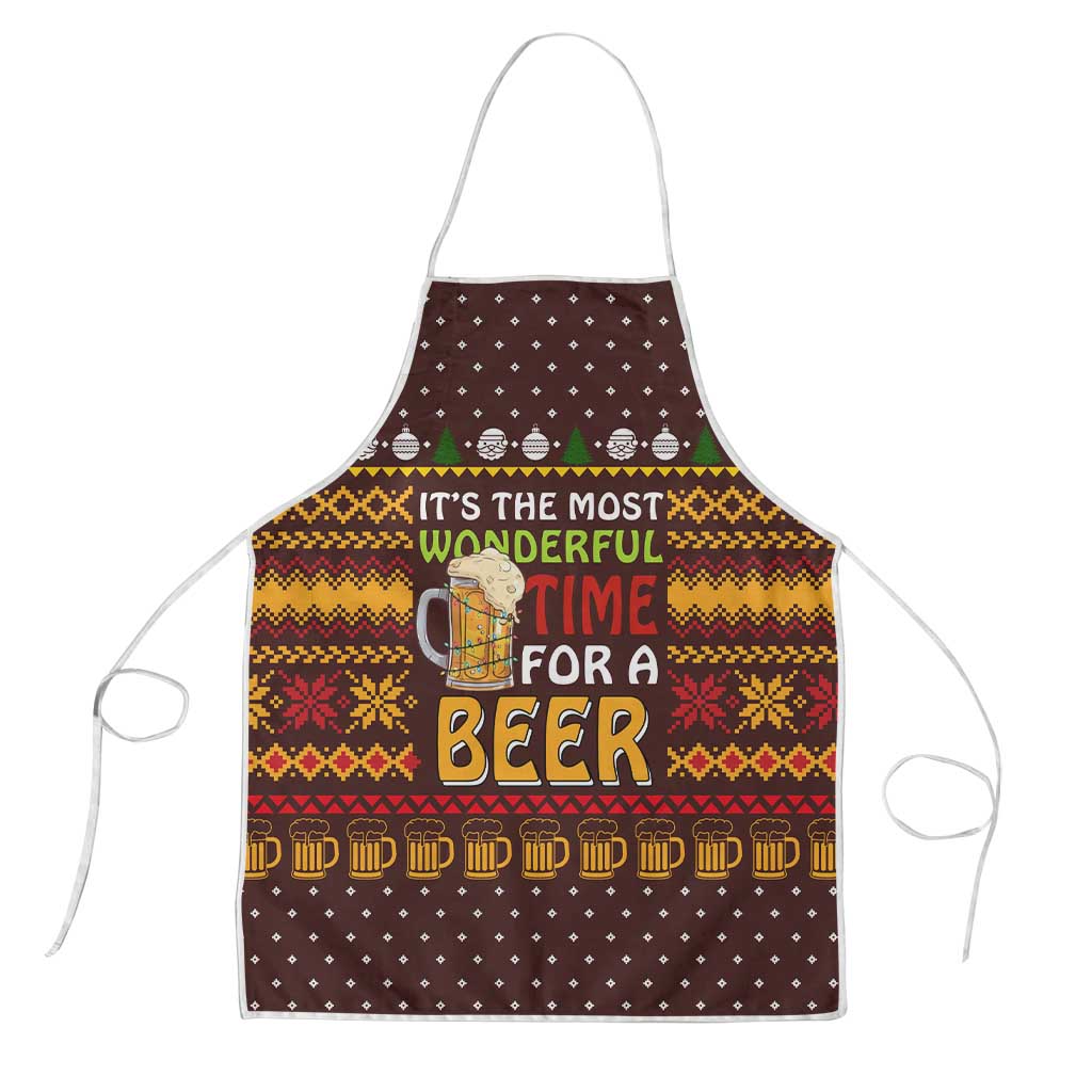 Christmas Its The Most Wonderful Time For A Beer Apron Xmas Holiday Patterns - Wonder Print Shop