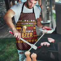 Christmas Its The Most Wonderful Time For A Beer Apron Xmas Holiday Patterns - Wonder Print Shop
