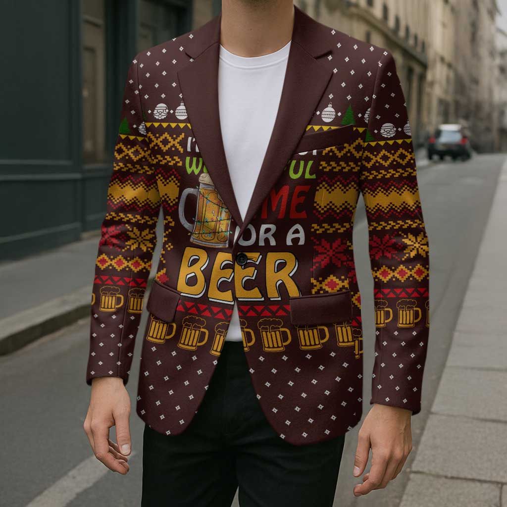 Christmas Its The Most Wonderful Time For A Beer Blazer Xmas Holiday Patterns - Wonder Print Shop