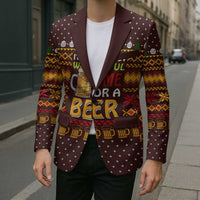 Christmas Its The Most Wonderful Time For A Beer Blazer Xmas Holiday Patterns - Wonder Print Shop