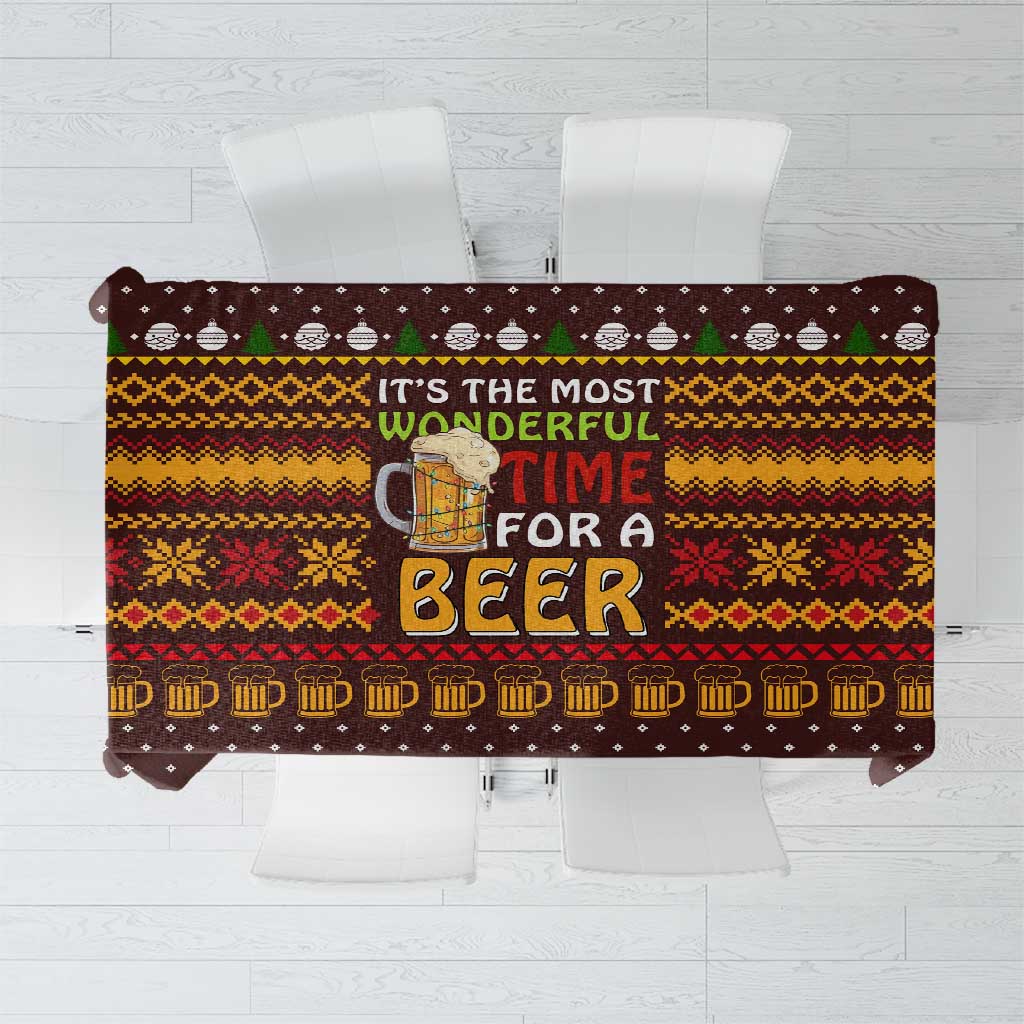 Christmas Its The Most Wonderful Time For A Beer Tablecloth Xmas Holiday Patterns - Wonder Print Shop