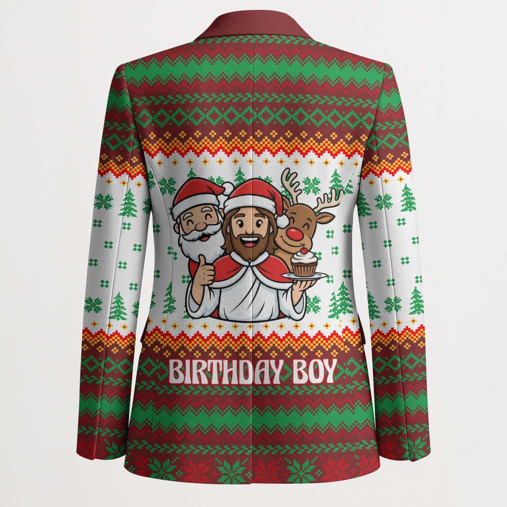 Christmas Jesus Birthday Boy Blazer Xmas Holiday Patterns - Wonder Print Shop