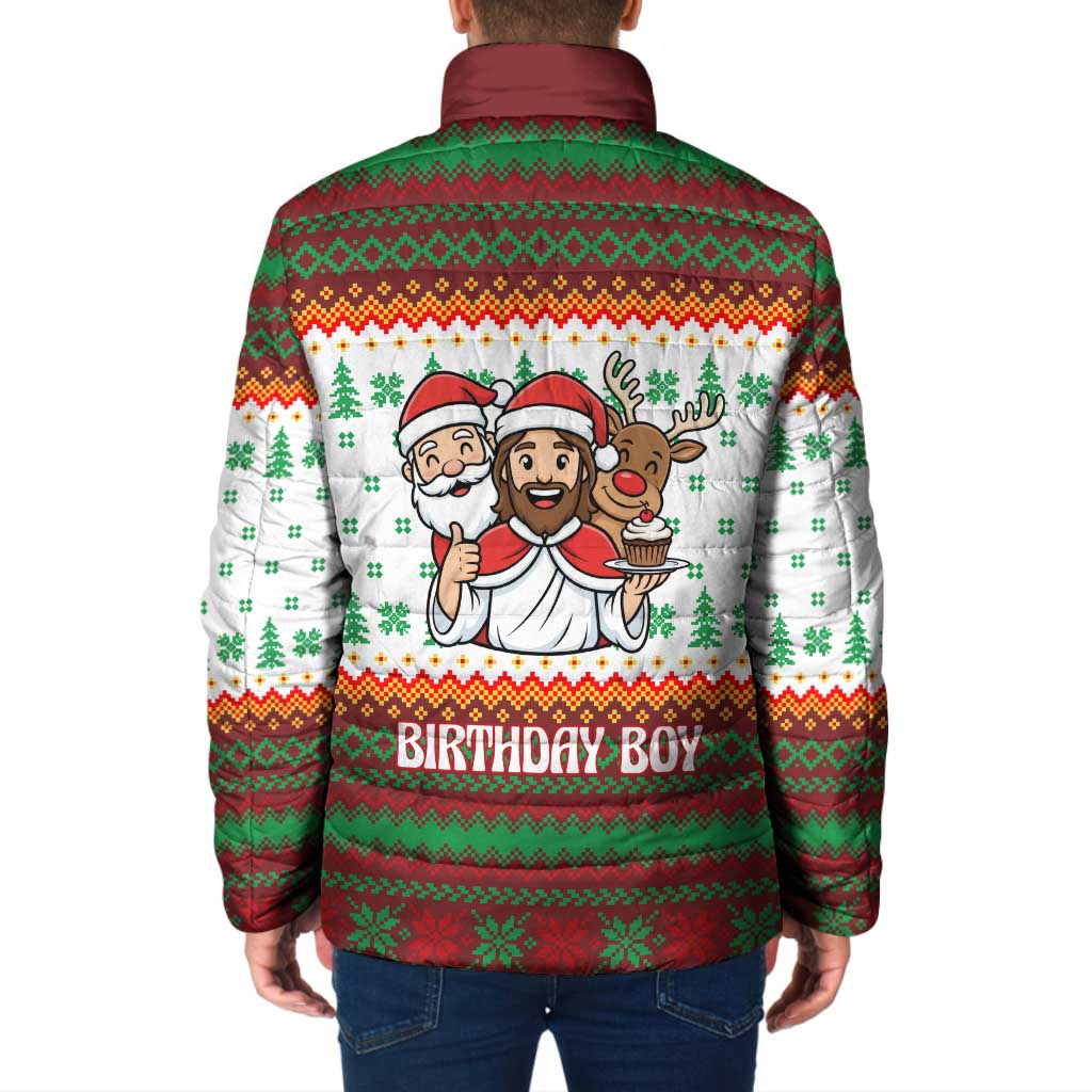 Christmas Jesus Birthday Boy Padded Jacket Xmas Holiday Patterns - Wonder Print Shop