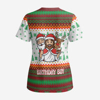 Christmas Jesus Birthday Boy Scrub Top Xmas Holiday Patterns - Wonder Print Shop