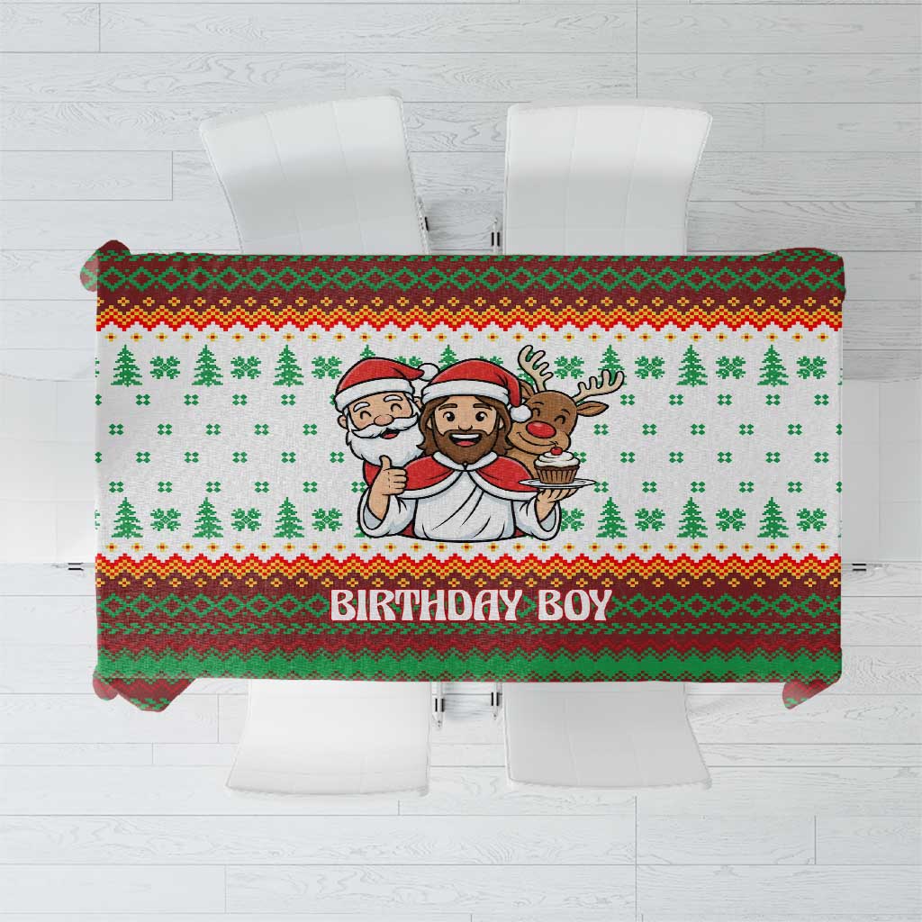 Christmas Jesus Birthday Boy Tablecloth Xmas Holiday Patterns - Wonder Print Shop