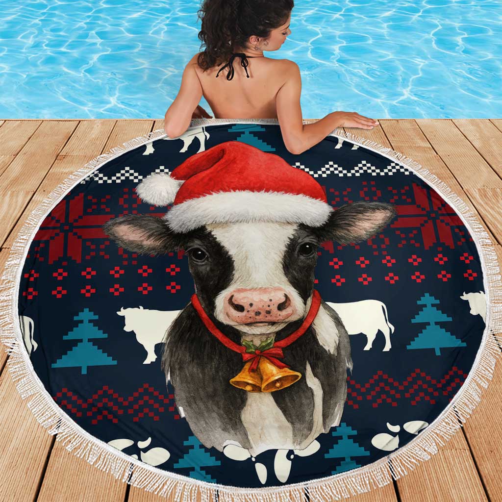 Lovely Cow Christmas Beach Blanket Xmas Holiday Patterns - Wonder Print Shop