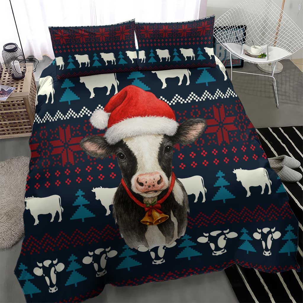 Lovely Cow Christmas Bedding Set Xmas Holiday Patterns - Wonder Print Shop