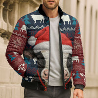 Lovely Cow Christmas Bomber Puffer Jacket Xmas Holiday Patterns - Wonder Print Shop
