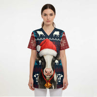 Lovely Cow Christmas Scrub Top Xmas Holiday Patterns - Wonder Print Shop