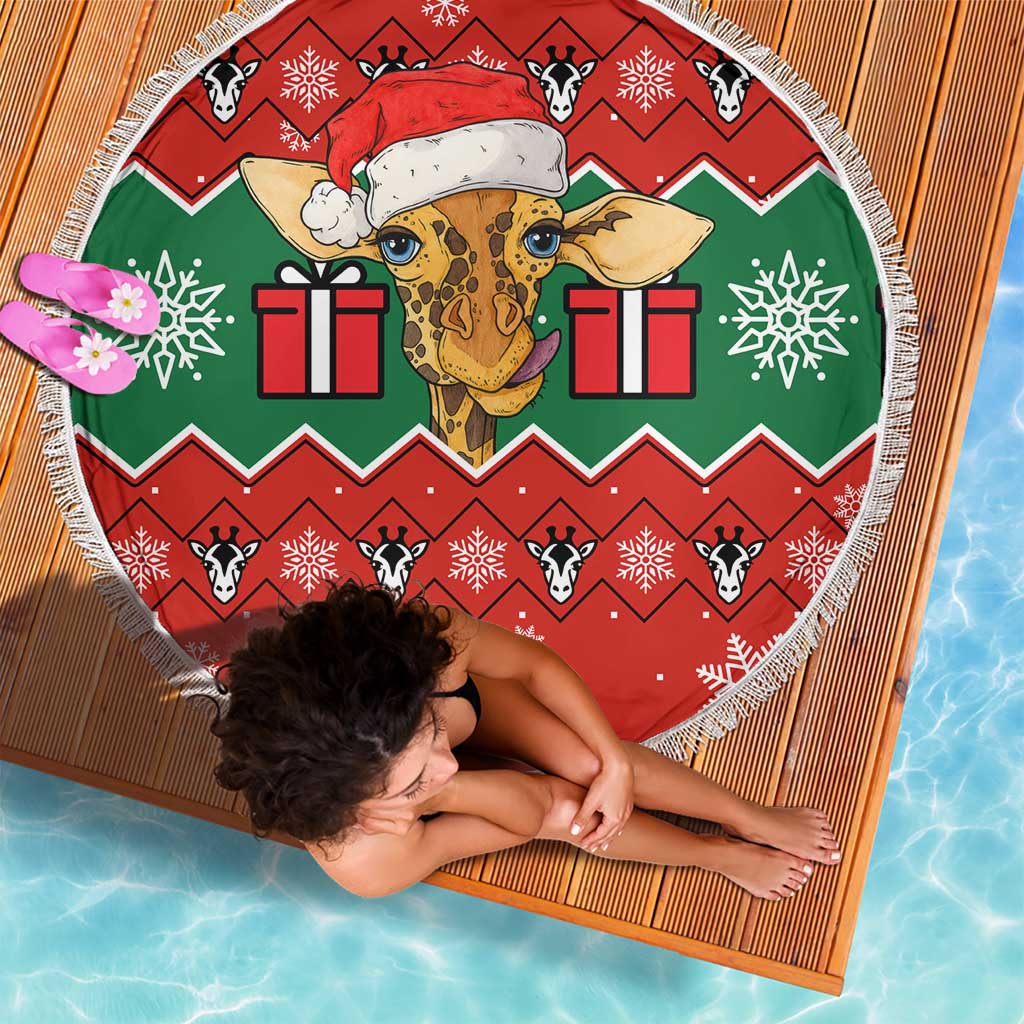 Lovely Giraffe Christmas Beach Blanket Xmas Holiday Patterns - Wonder Print Shop
