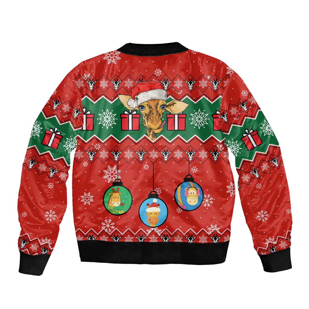 Lovely Giraffe Christmas Bomber Jacket Xmas Holiday Patterns - Wonder Print Shop