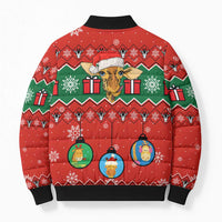 Lovely Giraffe Christmas Bomber Puffer Jacket Xmas Holiday Patterns - Wonder Print Shop