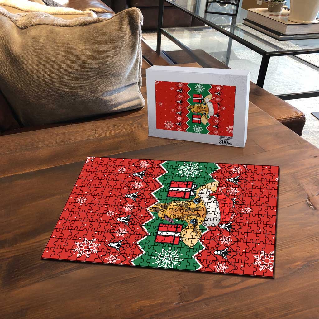 Lovely Giraffe Christmas Puzzle Xmas Holiday Patterns - Wonder Print Shop