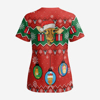 Lovely Giraffe Christmas Scrub Top Xmas Holiday Patterns - Wonder Print Shop