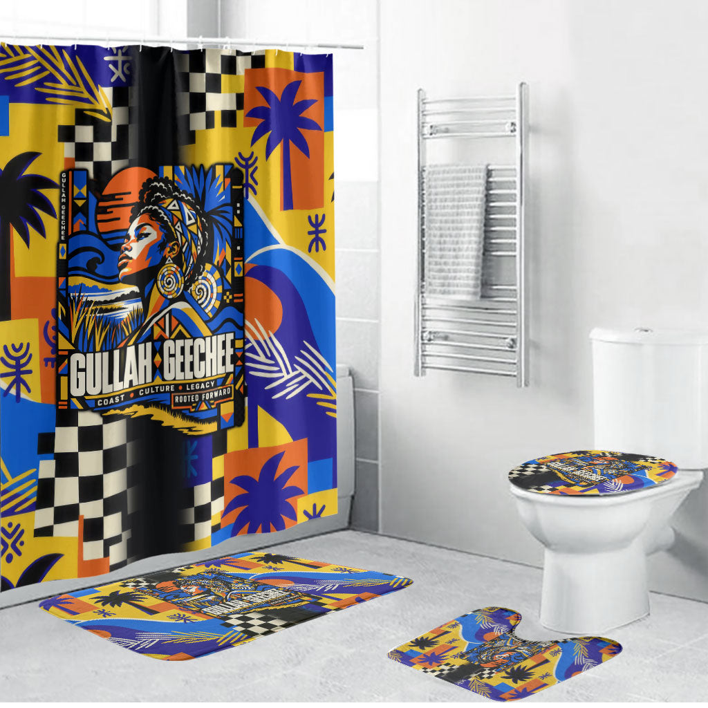 Gullah Geechee African American Bathroom Set Black History Vibrant Abstract Coastal