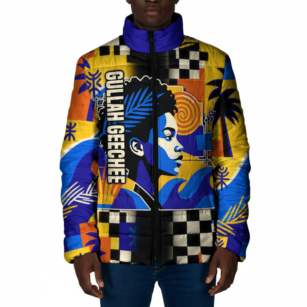 Gullah Geechee African American Padded Jacket Black History Vibrant Abstract Coastal