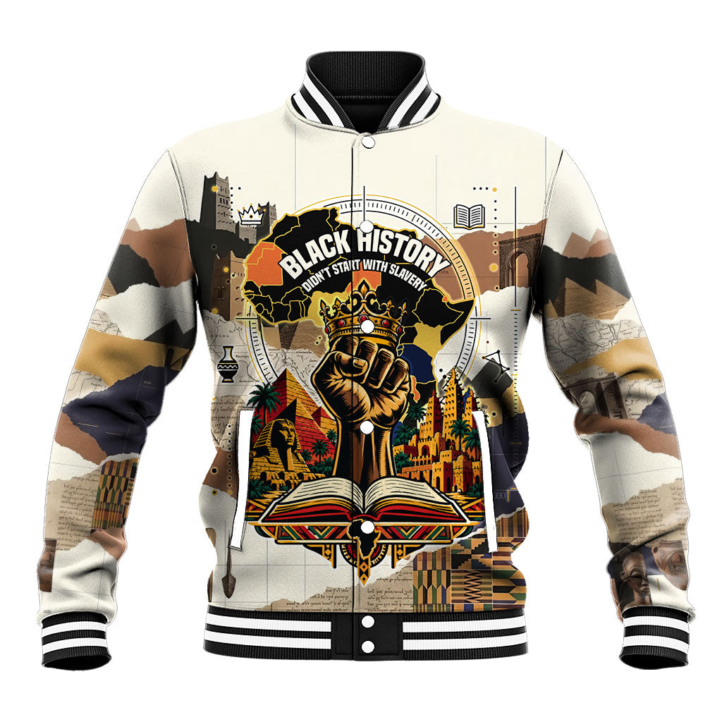 Black History Didn't Start With Slavery Baseball Jacket African Heritage Ancient Egypt Civilizations