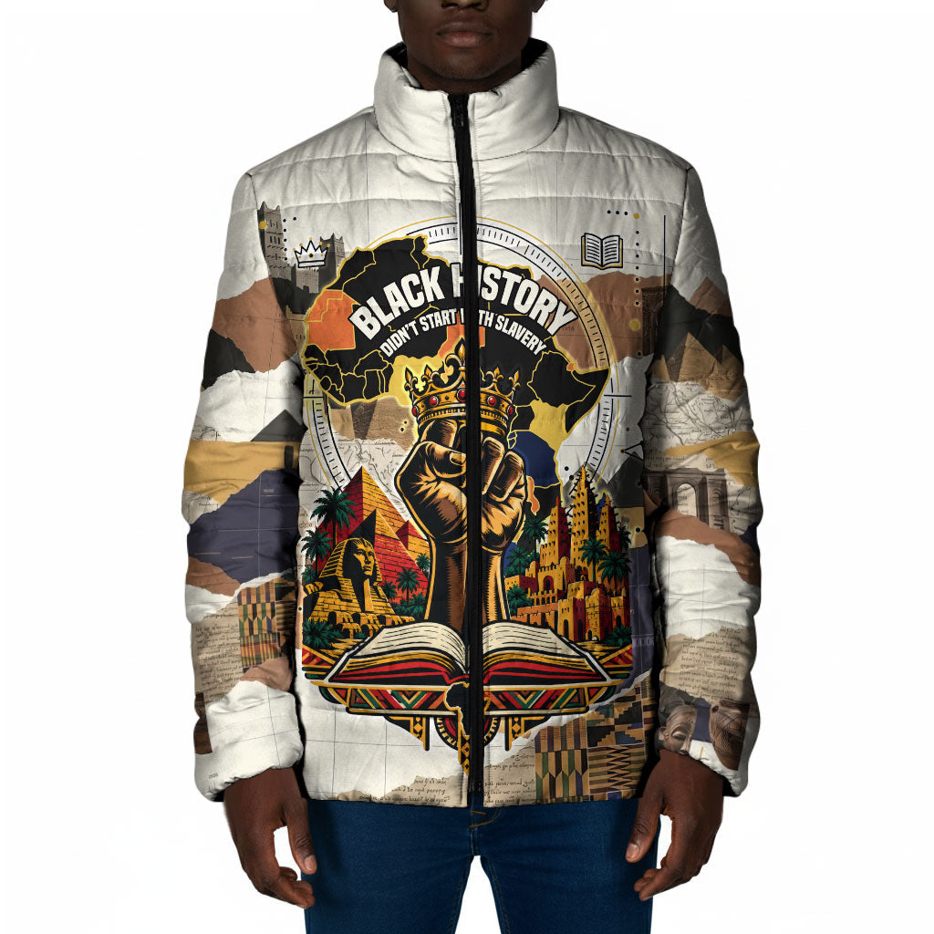 Black History Didn't Start With Slavery Padded Jacket African Heritage Ancient Egypt Civilizations