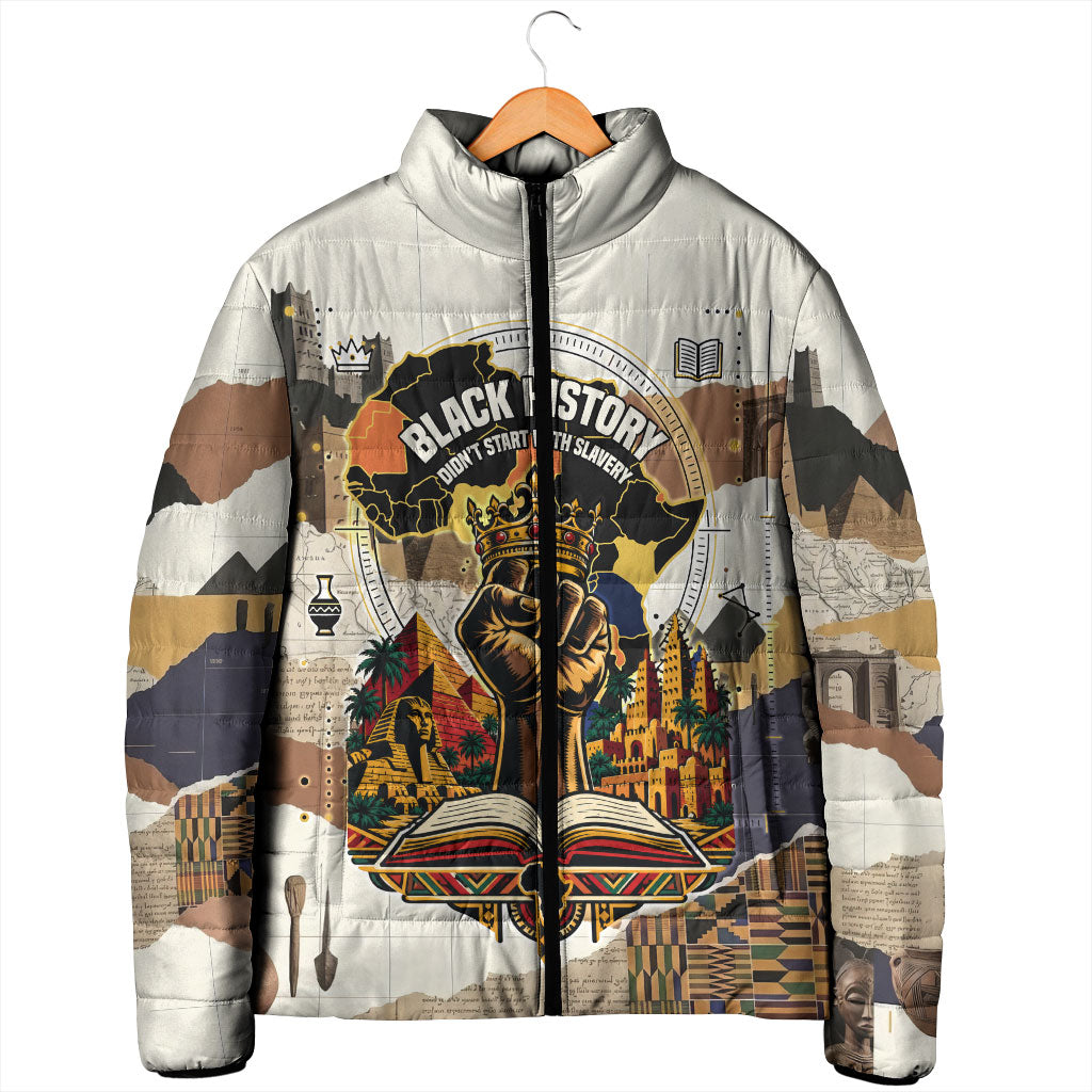 Black History Didn't Start With Slavery Padded Jacket African Heritage Ancient Egypt Civilizations