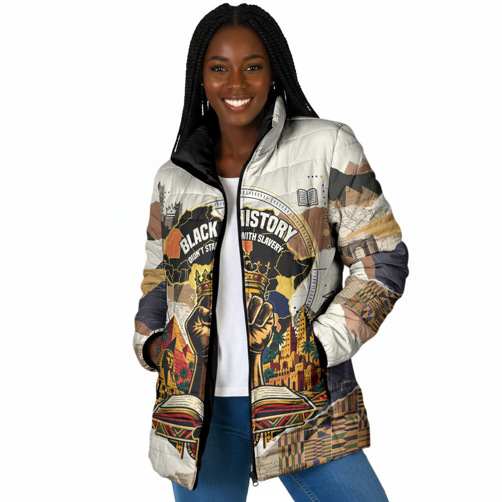 Black History Didn't Start With Slavery Padded Jacket African Heritage Ancient Egypt Civilizations