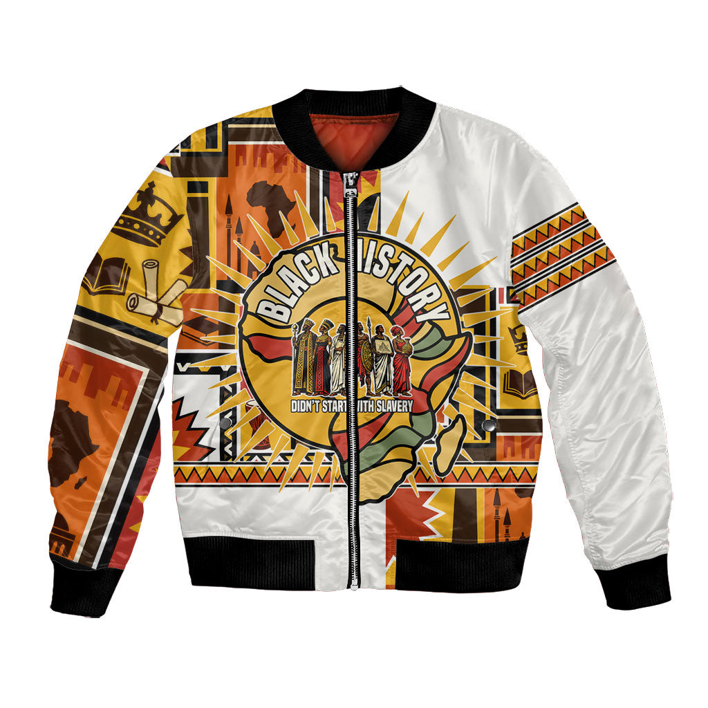 Black History Didn't Start With Slavery Bomber Jacket Pan African Ancient Kings Queens