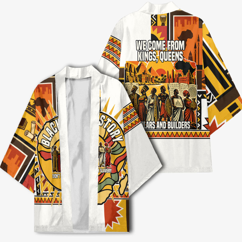 Black History Didn't Start With Slavery Kimono Pan African Ancient Kings Queens
