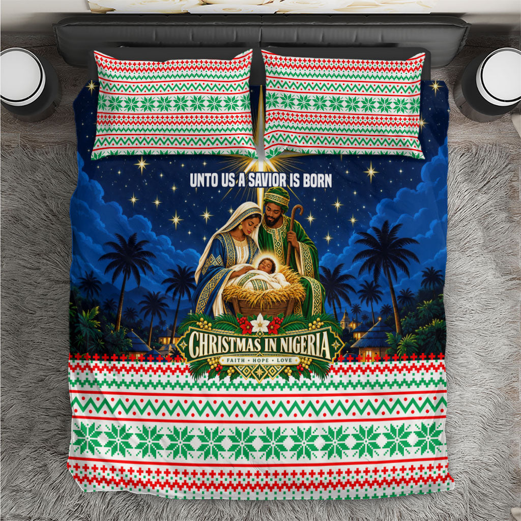 Nigeria Jesus Christmas Faith Light Bedding Set Nigerian Flag Christmas Nativity Scene
