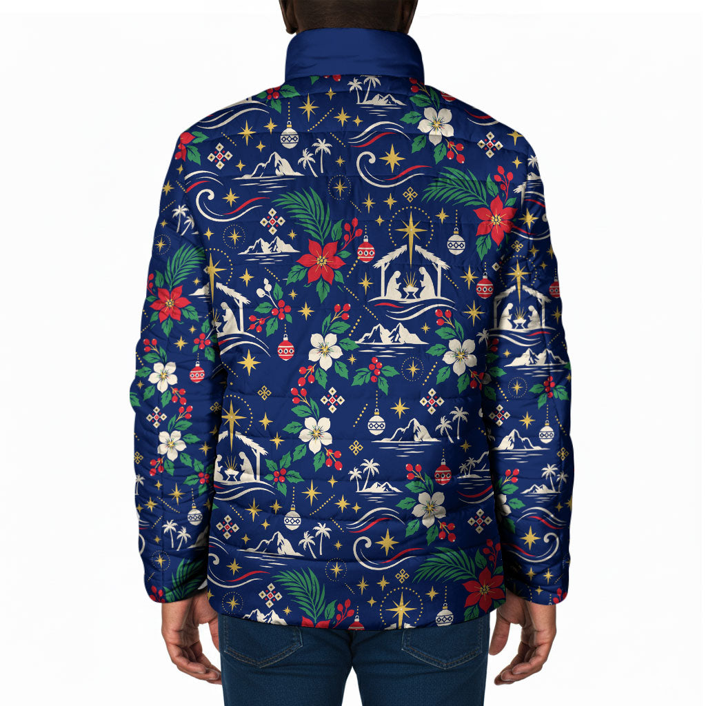Cape Verde Jesus Christmas Padded Jacket Cabo Verde Island Nativity Scene