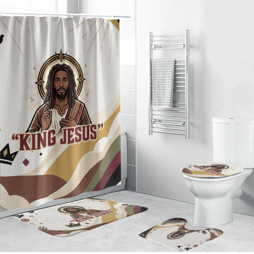 King Jesus African Black Christ Bathroom Set Religious Christian Faith Holy Cross Dove Spiritual