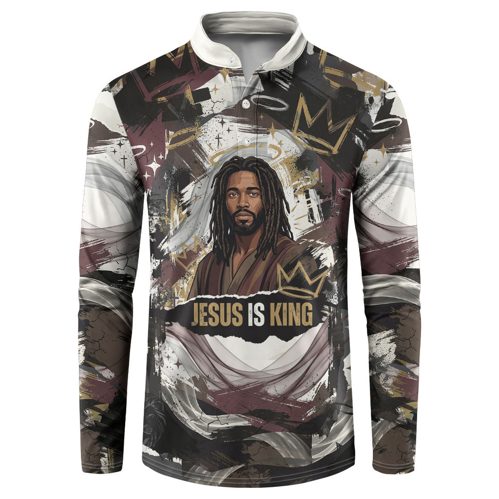 King Of Kings Jesus Is King Lion Of Judah Africa Button Sweatshirt Black Christ Religious Faith Lion Crown Grunge
