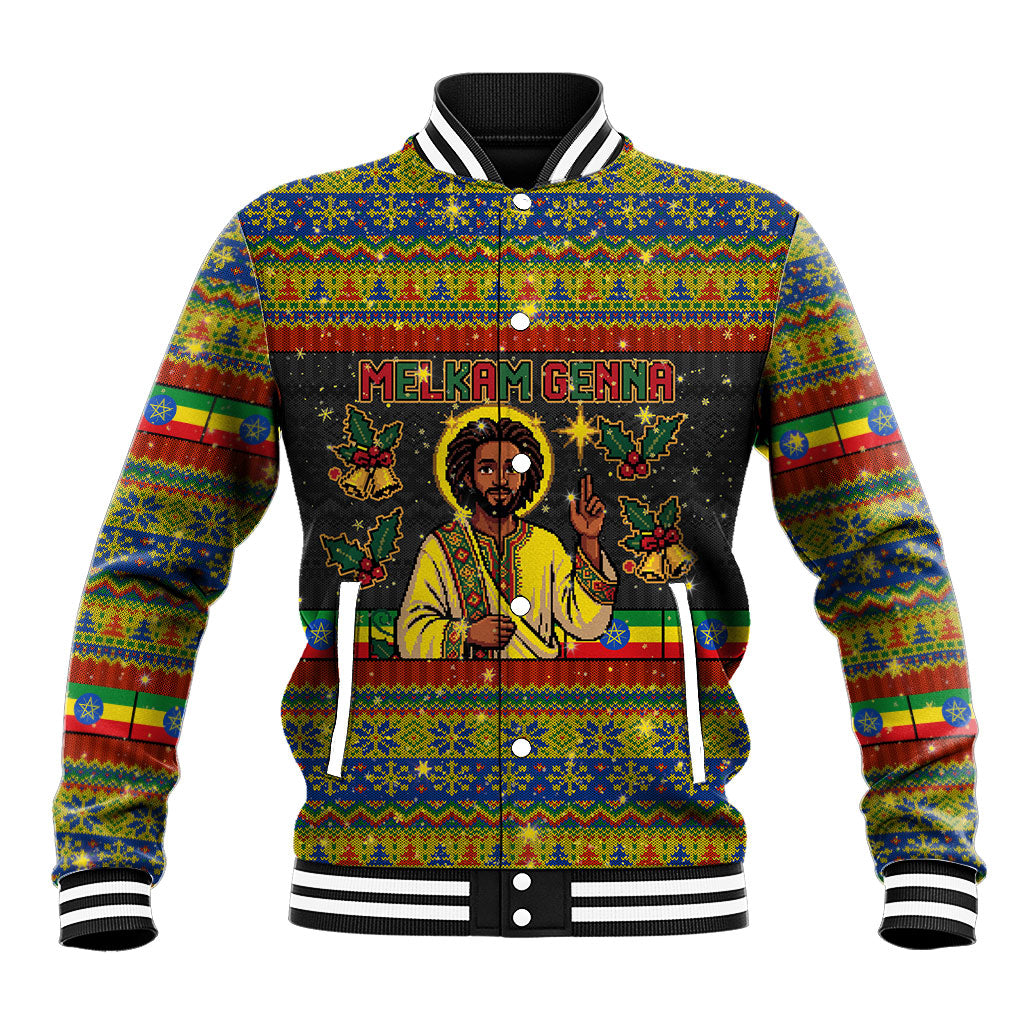 Ethiopian Melkam Genna Jesus Christmas Baseball Jacket Melkam Genna Ethiopian Flag Jesus Christ