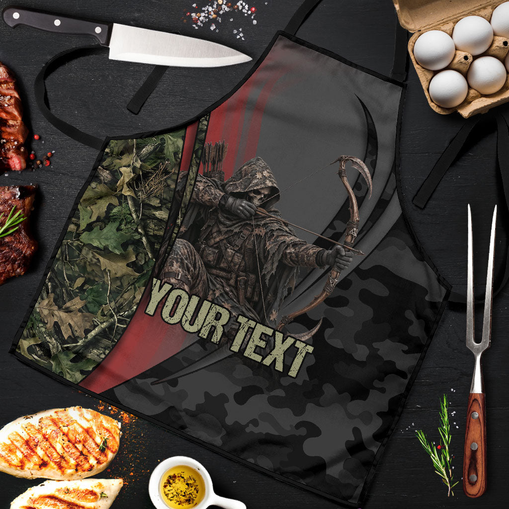 Personalized Death Stalks Bowhunting Deer Skull Apron Grim Reaper Bow Hunter Camo Crossfire Target Art