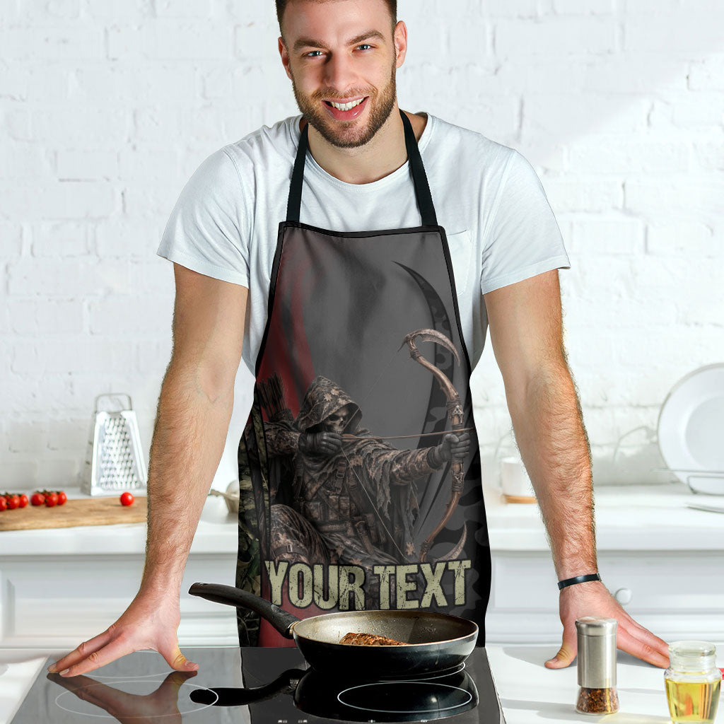 Personalized Death Stalks Bowhunting Deer Skull Apron Grim Reaper Bow Hunter Camo Crossfire Target Art