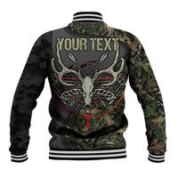Personalized Death Stalks Bowhunting Deer Skull Baseball Jacket Grim Reaper Bow Hunter Camo Crossfire Target Art