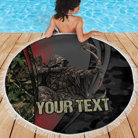 Personalized Death Stalks Bowhunting Deer Skull Beach Blanket Grim Reaper Bow Hunter Camo Crossfire Target Art