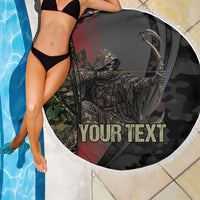 Personalized Death Stalks Bowhunting Deer Skull Beach Blanket Grim Reaper Bow Hunter Camo Crossfire Target Art