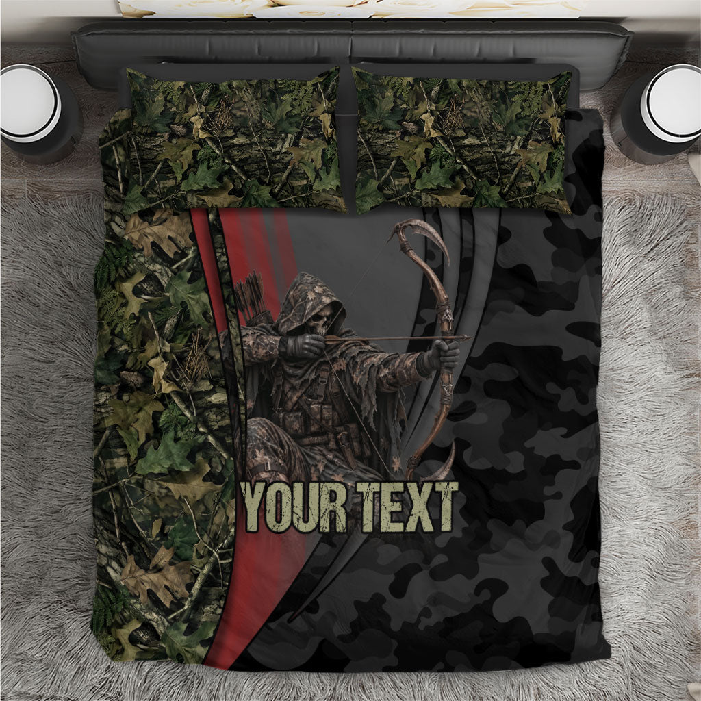 Personalized Death Stalks Bowhunting Deer Skull Bedding Set Grim Reaper Bow Hunter Camo Crossfire Target Art