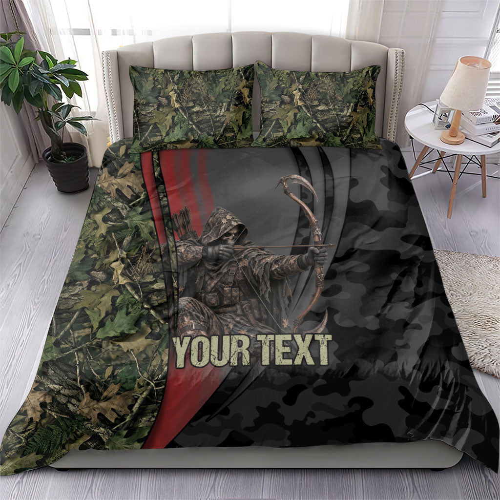 Personalized Death Stalks Bowhunting Deer Skull Bedding Set Grim Reaper Bow Hunter Camo Crossfire Target Art