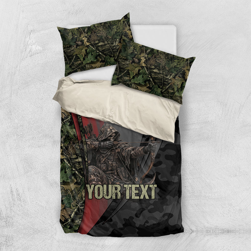 Personalized Death Stalks Bowhunting Deer Skull Bedding Set Grim Reaper Bow Hunter Camo Crossfire Target Art