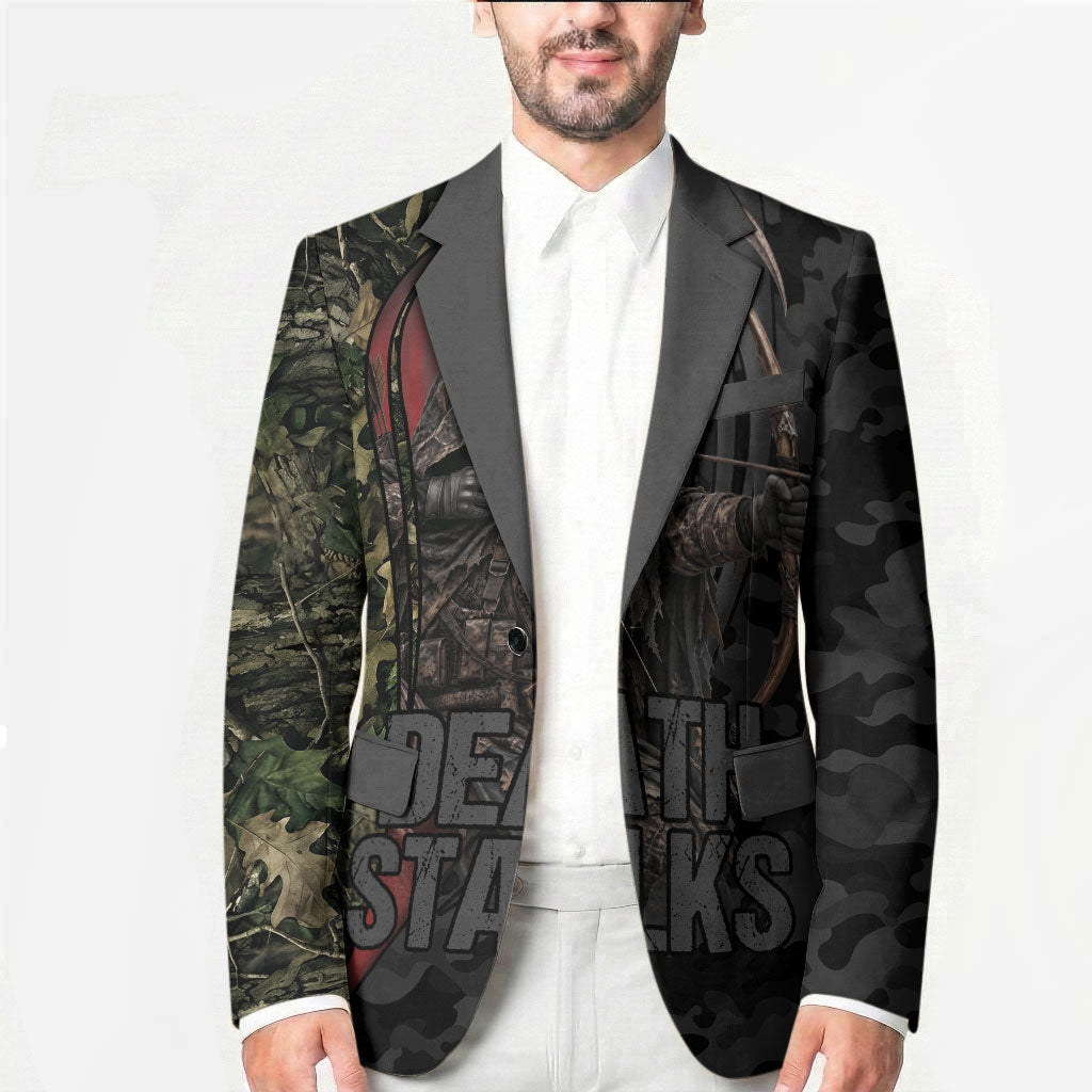 Personalized Death Stalks Bowhunting Deer Skull Blazer Grim Reaper Bow Hunter Camo Crossfire Target Art
