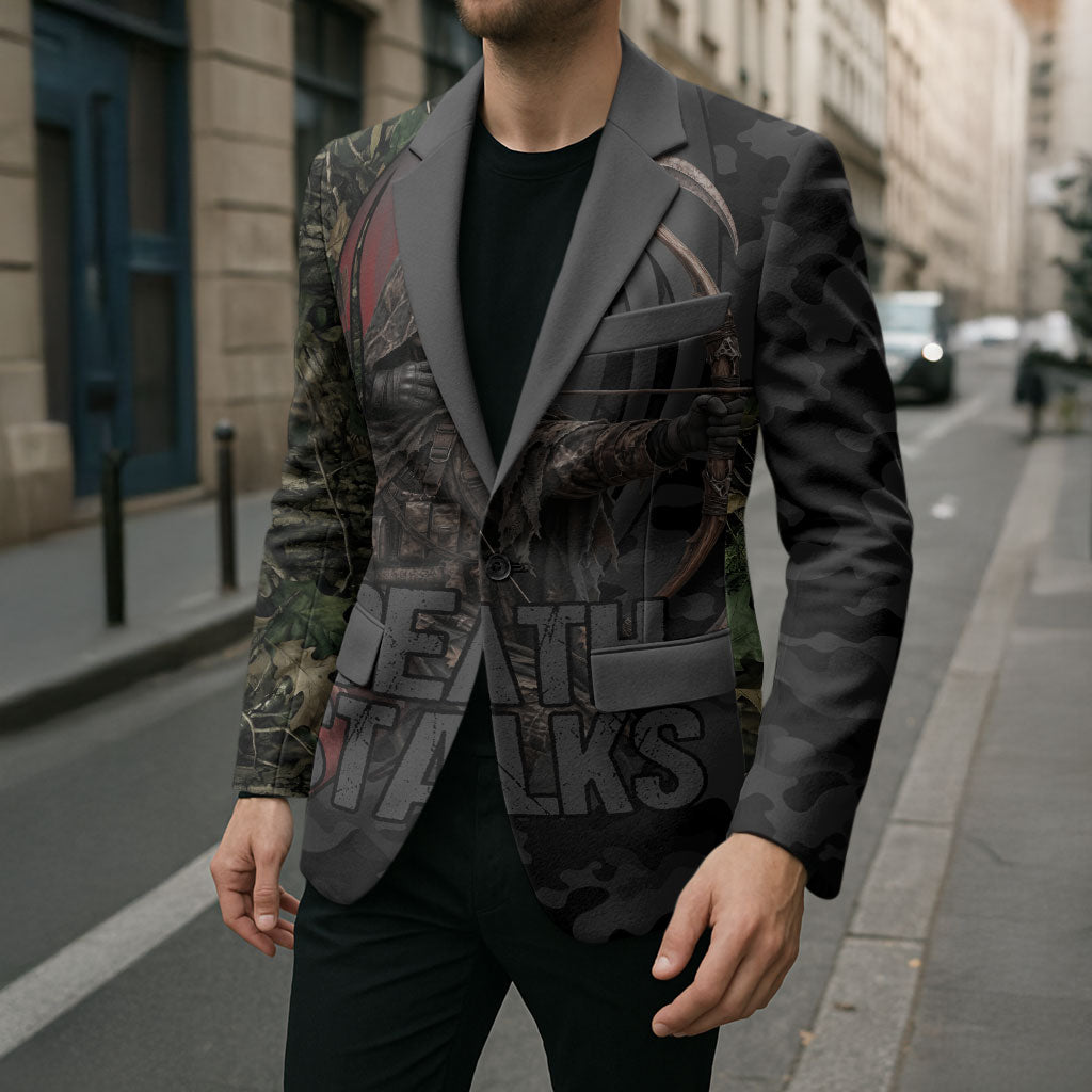 Personalized Death Stalks Bowhunting Deer Skull Blazer Grim Reaper Bow Hunter Camo Crossfire Target Art