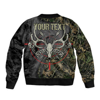 Personalized Death Stalks Bowhunting Deer Skull Bomber Jacket Grim Reaper Bow Hunter Camo Crossfire Target Art