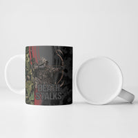 Personalized Death Stalks Bowhunting Deer Skull Ceramic Mug Grim Reaper Bow Hunter Camo Crossfire Target Art