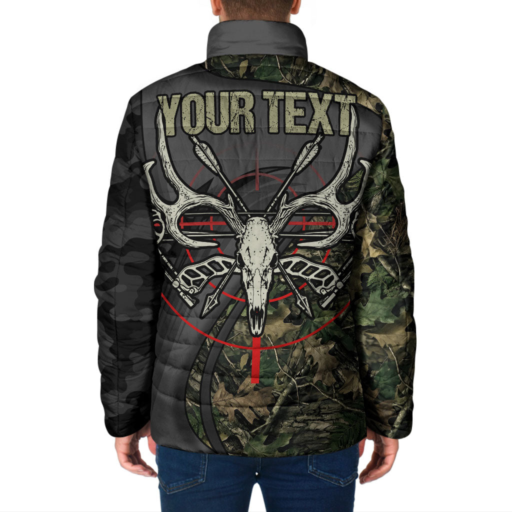 Personalized Death Stalks Bowhunting Deer Skull Padded Jacket Grim Reaper Bow Hunter Camo Crossfire Target Art