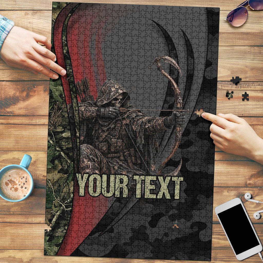 Personalized Death Stalks Bowhunting Deer Skull Puzzle Grim Reaper Bow Hunter Camo Crossfire Target Art